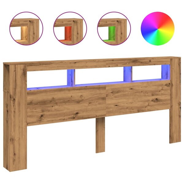 vidaXL Tête de lit à LED chêne artisanal 220x18 5x103 5 cm