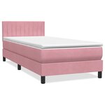 vidaXL Sommier à lattes de lit avec matelas et LED rose 100x220 cm velours