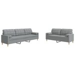 vidaXL Ensemble de canapés 2 Pièces coussins décoratifs gris clair tissu