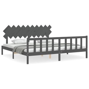 vidaXL Cadre de lit sans matelas gris 200x200 cm bois massif de pin