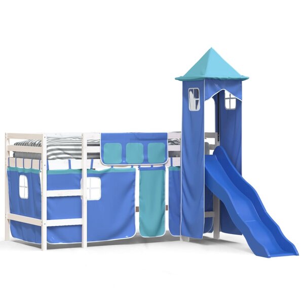vidaXL Lit mezzanine enfants avec tour sans matelas bleu 90x190 cm