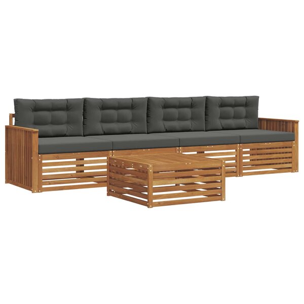vidaXL Ensemble de canapés d'extérieur 5 pc Naturel et Anthracite