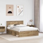 vidaXL Cadre de lit Chêne artisan 150 x 200 cm Bois d'ingénierie