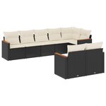 vidaXL Salon de jardin 8 Pièces avec coussins noir résine tressée