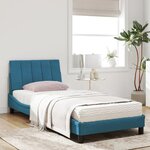 vidaXL Lit avec matelas Hanko bleu 90x200 cm velours
