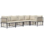 vidaXL Salon de jardin 5 Pièces avec coussins anthracite résine tressée