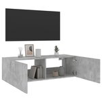 vidaXL Meuble TV mural avec lumières LED gris béton 100x35x31 cm
