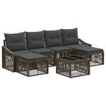 vidaXL Ensemble de canapé de jardin 7 Pièces Gris polyrotin