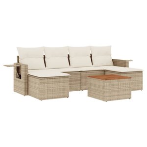 vidaXL Salon de jardin avec coussins 7 Pièces beige résine tressée