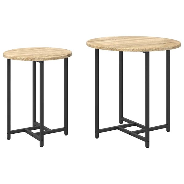 vidaXL Ensemble de tables d'appoint 2 Pièces Chêne Sonoma et noir