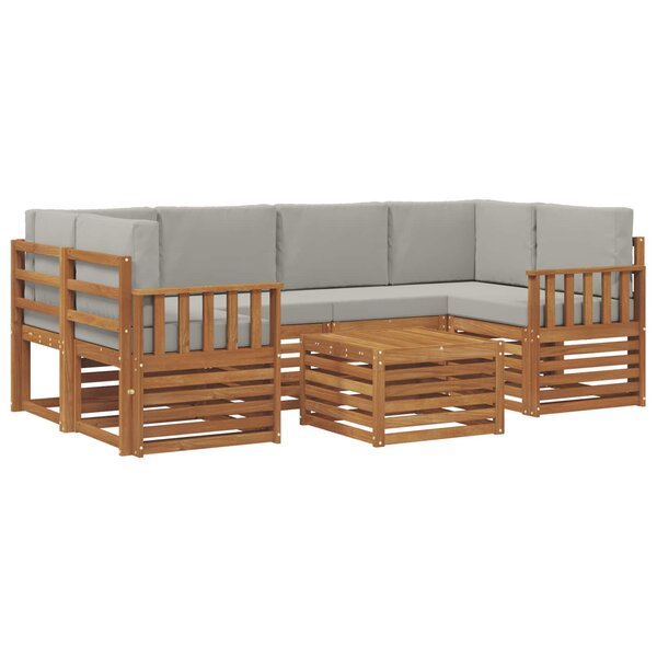 vidaXL Ensemble de canapés d'extérieur 7 pc Gris Naturel et Clair