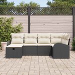 vidaXL Ensemble de canapé de jardin avec coussin 6 Pièces Noir Poly rotin
