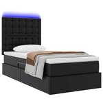 vidaXL Lit avec rangement et LED avec LED Noir 90 x 200 cm Simili cuir