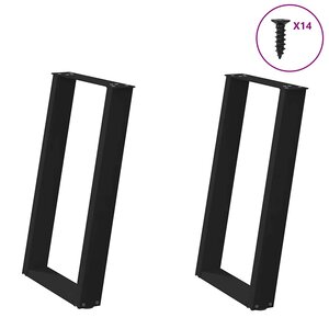 vidaXL Pieds de table à manger en U 2 pièces Noir 60 x (72-73) cm Acier