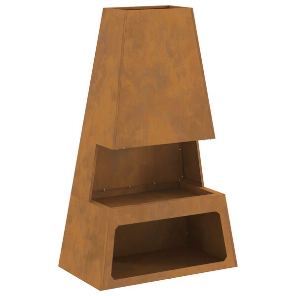 brasero vidaXL avec rangement pour bûches 60x35x100 cm en acier Weathering