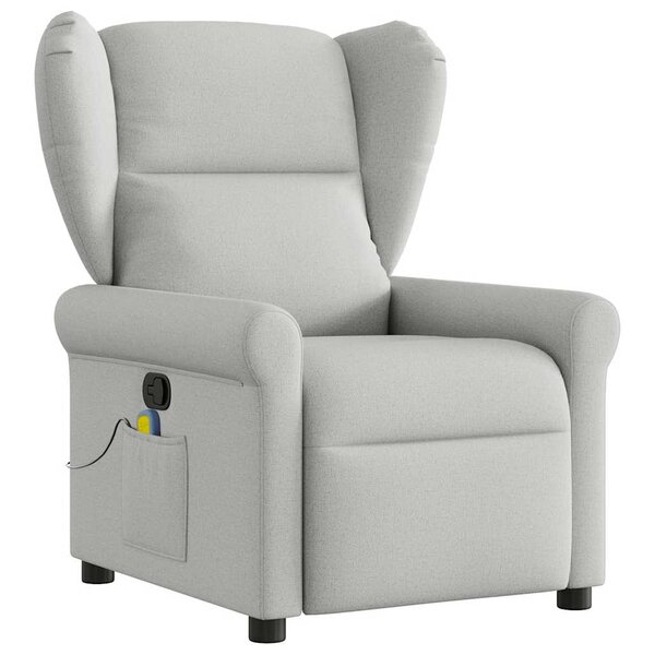 vidaXL Fauteuil de massage inclinable gris nuage tissu
