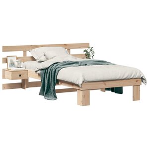 vidaXL Cadre de lit avec tête de lit Marron 100 x 200 cm Pin massif