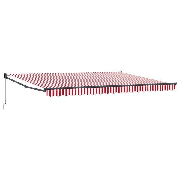 vidaXL Auvent Rétractable Manuel Rayé Rouge et Blanc 450x300 cm