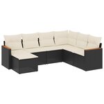 vidaXL Salon de jardin 7 Pièces avec coussins noir résine tressée