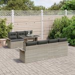 vidaXL Ensemble de canapé de jardin 8 Pièces Gris clair Poly Rattan