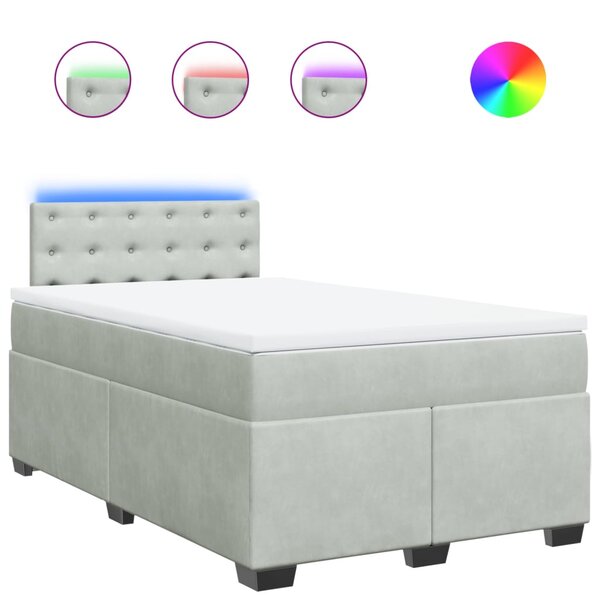 vidaXL Sommier à lattes de lit et matelas gris clair 120x190cm velours