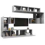 vidaXL Ensemble de meubles TV 8 Pièces Gris béton Bois d'ingénierie