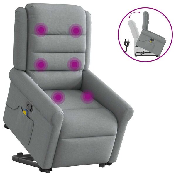 vidaXL Fauteuil de massage inclinable Gris clair Tissu