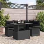 vidaXL Ensemble de 5 Pièces de Canapés de Jardin avec Coussins en Rattan Noir Poly