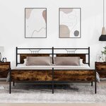 vidaXL Cadre de lit en métal sans matelas chêne fumé 193x201 cm
