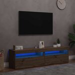 vidaXL Meubles TV avec lumières LED 2 Pièces chêne artisanal