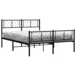 vidaXL Cadre de lit métal sans matelas avec pied de lit noir 160x200cm