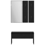 vidaXL Ensemble de meubles d'entrée 5 Pièces Chêne noir et Argent