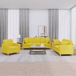 vidaXL Ensemble de canapés 3 Pièces avec coussins jaune clair tissu