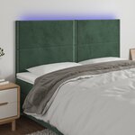 vidaXL Tête de lit à LED Vert foncé 180x5x118/128 cm Velours