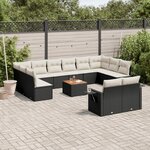 vidaXL Salon de jardin avec coussins 13 Pièces noir résine tressée
