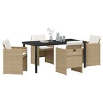 vidaXL Ensemble de salle à manger pour jardin 5 Pièces Beige Poly rotin