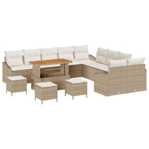 vidaXL Ensemble de canapé de jardin 13 Pièces Beige Poly rotin