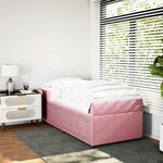 vidaXL Sommier à lattes de lit avec matelas Rose 90x200 cm Velours