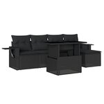 vidaXL Salon de jardin 6 Pièces avec coussins noir résine tressée