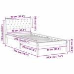 vidaXL Cadre de lit Marron et noir 90 x 200 cm Bois massif en pin