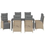vidaXL Ensemble de 7 Pièces de Salle à Manger de Jardin Beige Rattan Poly