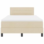 vidaXL Lit à ressorts avec tête de lit Crème 120 x 200 cm tissu