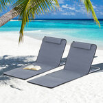 Lot de 2 tapis de plage rembourré - matelas de plage - nattes de plage - dossier inclinable multi-positions - sac transport inclus - métal polyester PE gris