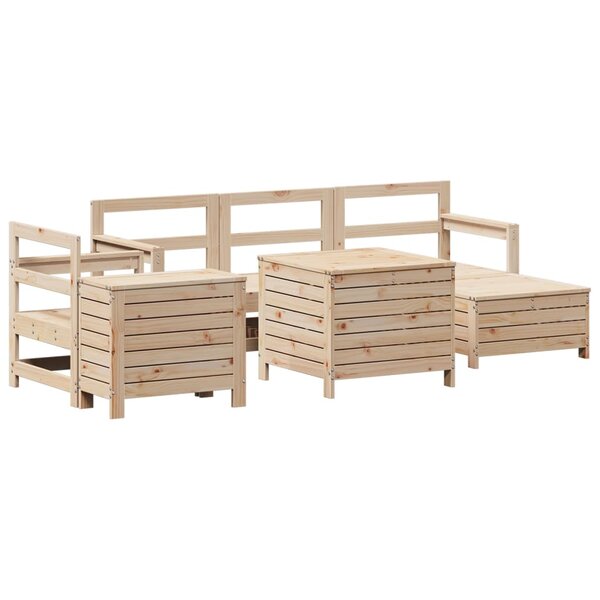 vidaXL Salon de jardin 7 Pièces bois de pin massif