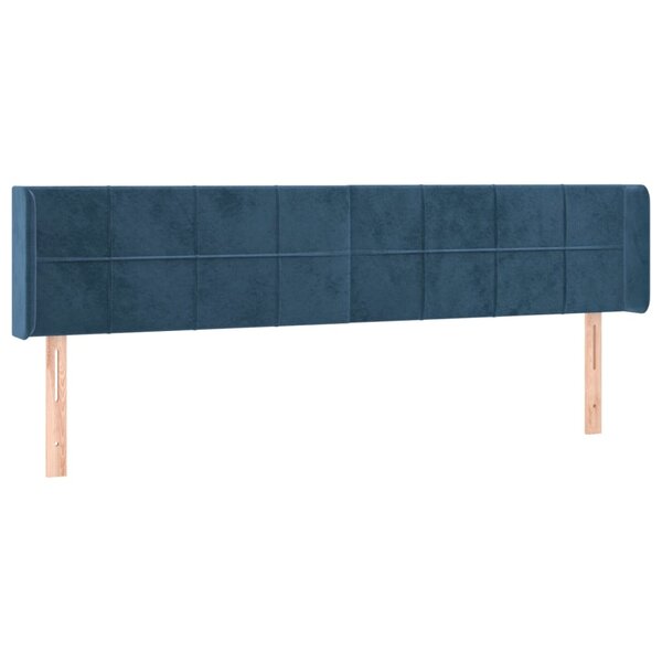 vidaXL Tête de lit avec oreilles Bleu foncé 163x16x78/88 cm Velours