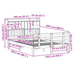 vidaXL Lit bibliothèque sans matelas 140x200 cm bois massif de pin