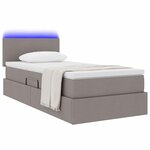vidaXL Lit de rangement LED avec matelas Taupe 90 x 200 cm Tissu