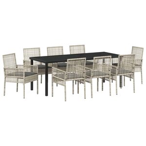 vidaXL Ensemble de salle à manger pour jardin 9 Pièces Gris clair