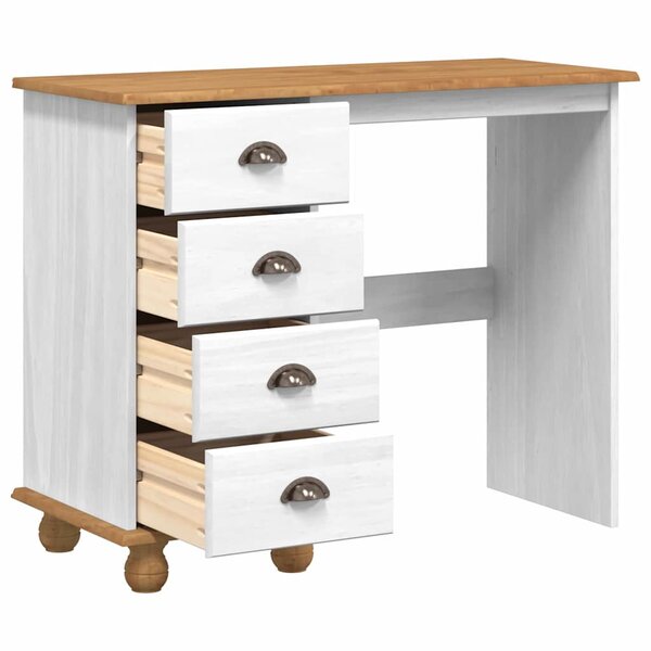 vidaXL Bureau ASKIM Blanc 95 x 40 x 75 cm Bois massif en pin