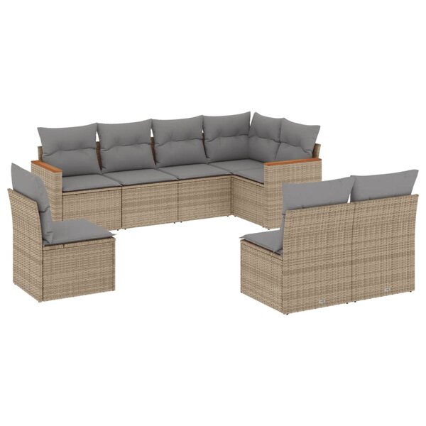 vidaXL Salon de jardin avec coussins 8 Pièces beige résine tressée